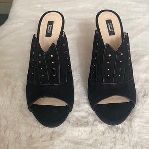 Black Suede studded mules